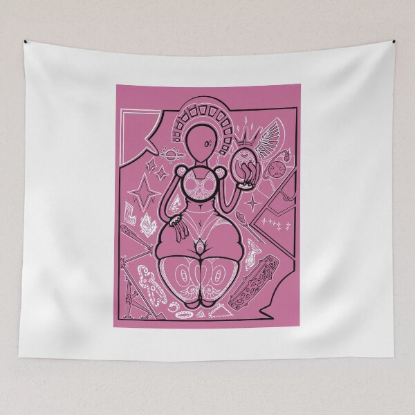 Item preview, Abstract Sci-Fi Alien Deity Pink Cybercore Art designed and sold by Gmelmlhalo.