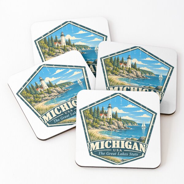 Item preview, Michigan Usa The Great Lakes State Lighthouse Travel Vacation Souvenir designed and sold by NightGlyph.