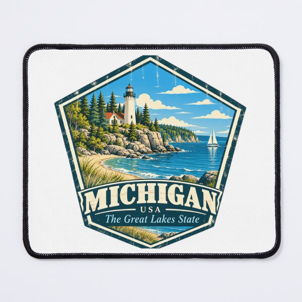 Item preview, Michigan Usa The Great Lakes State Lighthouse Travel Vacation Souvenir designed and sold by NightGlyph.