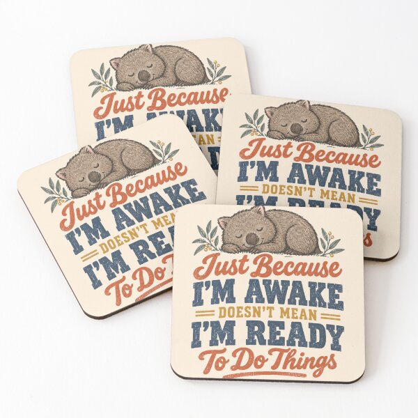 Item preview, Sleepy Wombat Awake Not Ready Funny Retro Quote AU designed and sold by Yellowriversss.