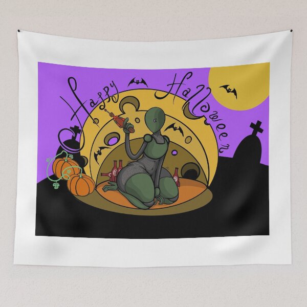 Item preview, Spooky Sci-Fi Alien Halloween Cybercore Pop Art designed and sold by Gmelmlhalo.