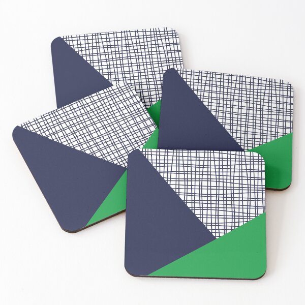 Item preview, Nordic Color Block in Kelly Green Navy Blue White designed and sold by Delinda Graphic Studio.