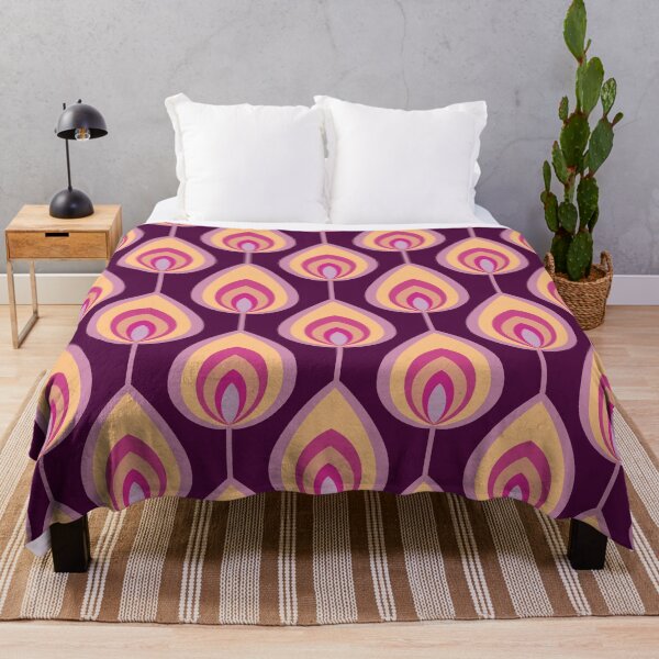 Item preview, Psychedelic Peacock Feathers - peach and purple designed and sold by Home Cyn Home.