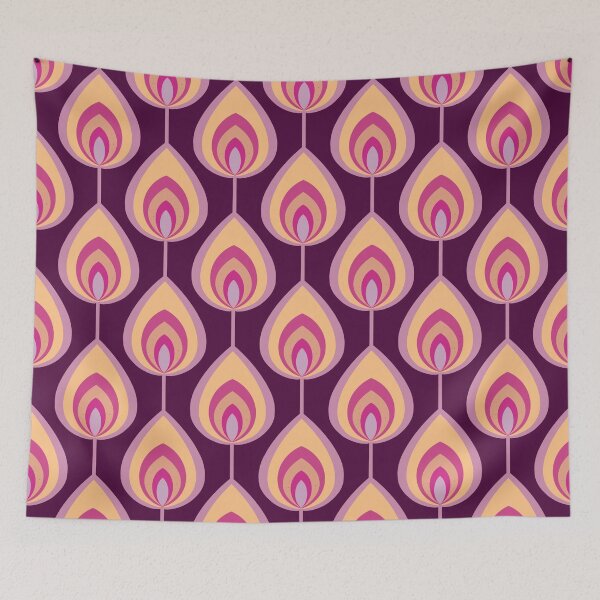 Item preview, Psychedelic Peacock Feathers - peach and purple designed and sold by Home Cyn Home.