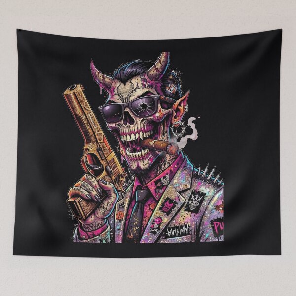 Item preview, Mafia Demon Gun Cigar Skull Suit designed and sold by Voodoo Store Paranormal Collections.