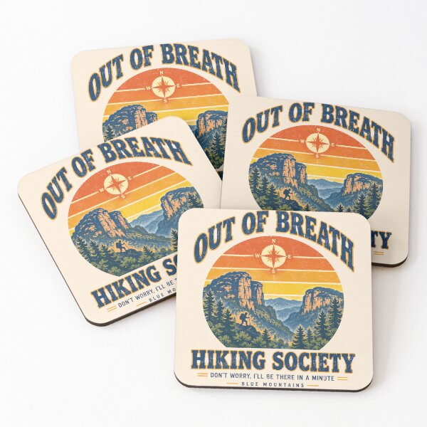 Item preview, Blue Mountains Hiking Society Retro Sunset Compass designed and sold by Yellowriversss.