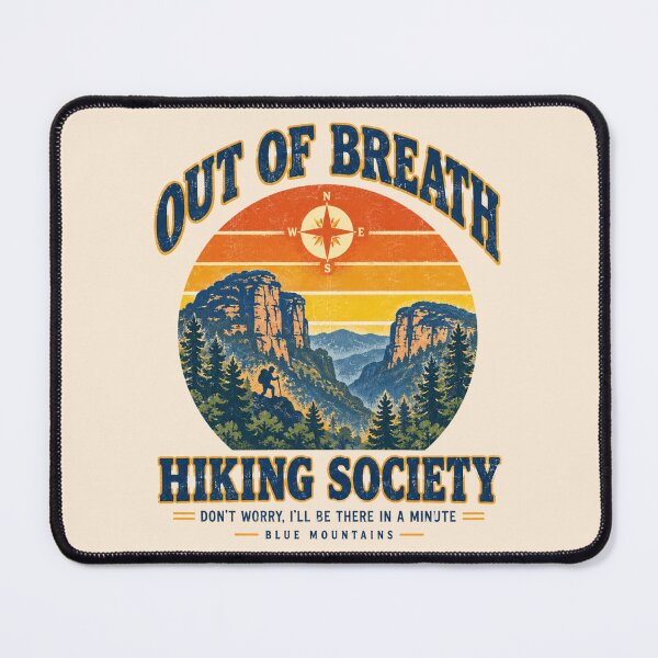 Item preview, Blue Mountains Hiking Society Retro Sunset Compass designed and sold by Yellowriversss.