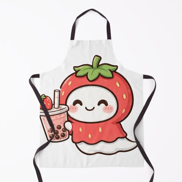Item preview, Cute Strawberry Ghost Drinking Boba Tea designed and sold by Artistprinter.
