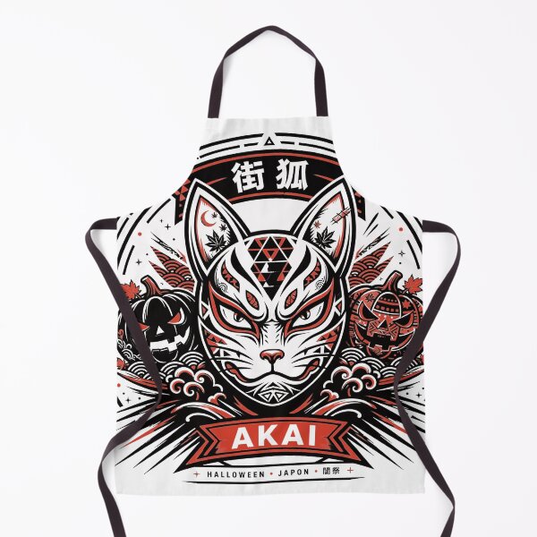Item preview, Kitsune Akai Halloween - Japanese Fox Mask with Pumpkins - Japan designed and sold by Tsuiho_art.