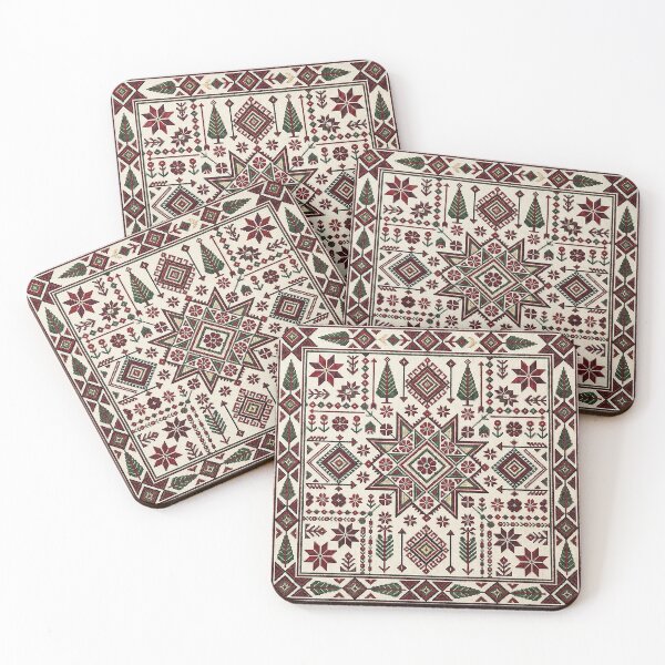 Item preview, Palestinian Tatreez Heritage | Red Black Folk Embroidery designed and sold by BrainCurves.