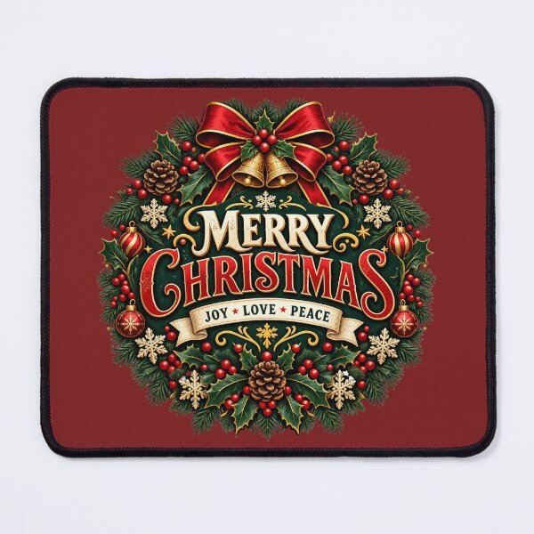 Item preview, Vintage Merry Christmas Holly Wreath designed and sold by PrintBreeze.