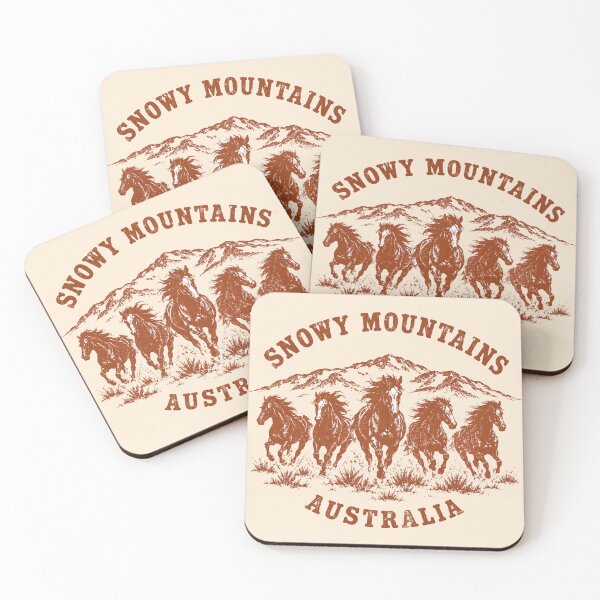 Item preview, Snowy Mountains Brumby Horses Vintage Stamp Badges designed and sold by Yellowriversss.