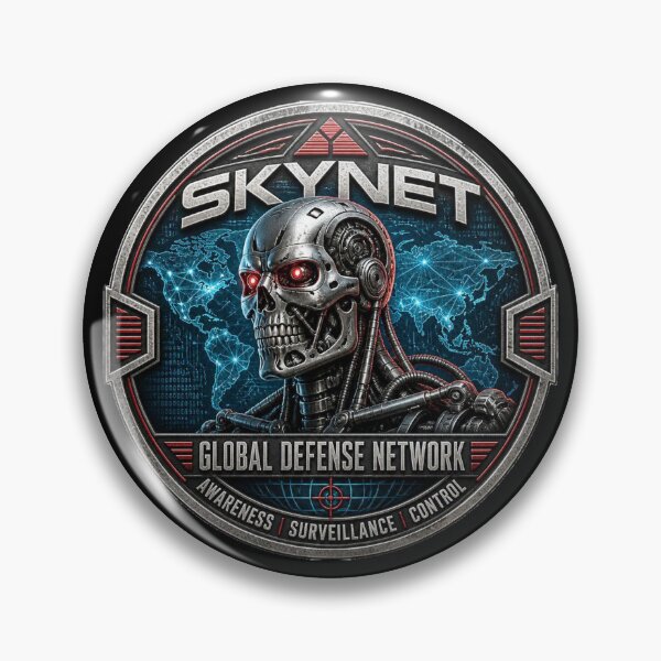 Item preview, SkyNet Vinyl Sticker, Cyborg Skull Sci-Fi Decal, Global Defense Network Waterproof Laptop Sticker, Robot Luggage Sticker designed and sold by Random Designs.