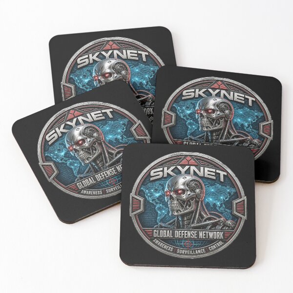 Item preview, SkyNet Vinyl Sticker, Cyborg Skull Sci-Fi Decal, Global Defense Network Waterproof Laptop Sticker, Robot Luggage Sticker designed and sold by Random Designs.
