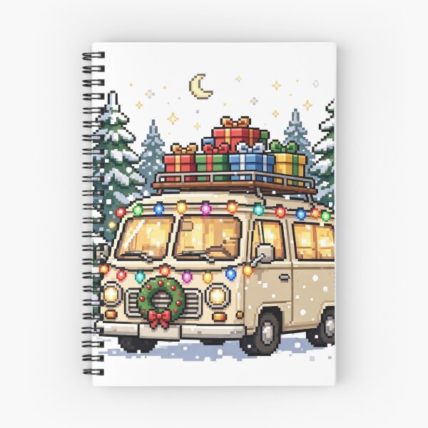 Item preview, Christmas Camper Van Pines Pixel Art designed and sold by Ebodega.