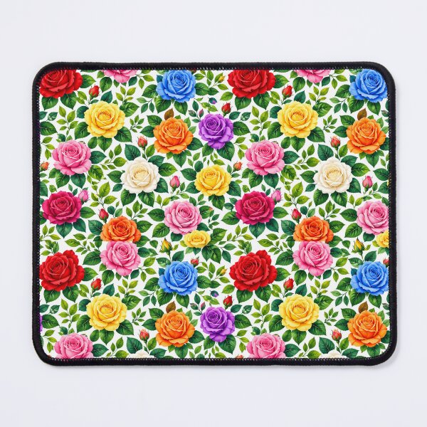 Item preview, Rainbow Rose Garden – Colorful Roses and Lush Green Leaves Floral Pattern designed and sold by vinothmech53.