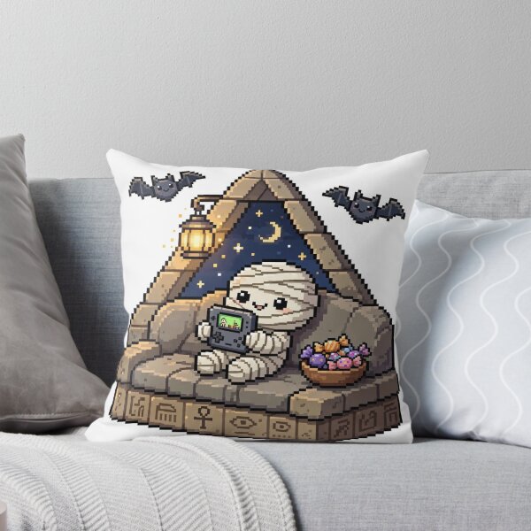 Aperçu de l'œuvre Jeu portable Momie Gamer Pixel Art Halloween créée et vendue par Ebodega.