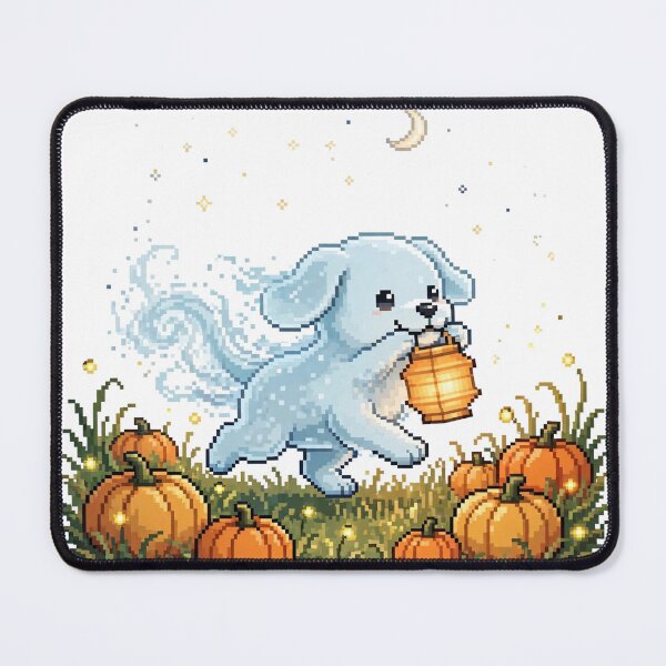 Item preview, Ghost Puppy Pumpkin Patch Pixel Art Halloween designed and sold by Ebodega.