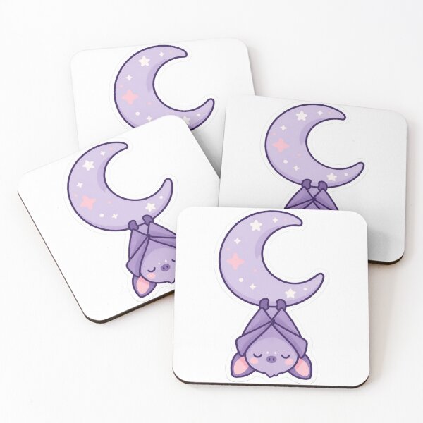 Item preview, Cute Sleepy Bat on Crescent Moon Kawaii Halloween Art designed and sold by Cosmic Zodiac Studio.