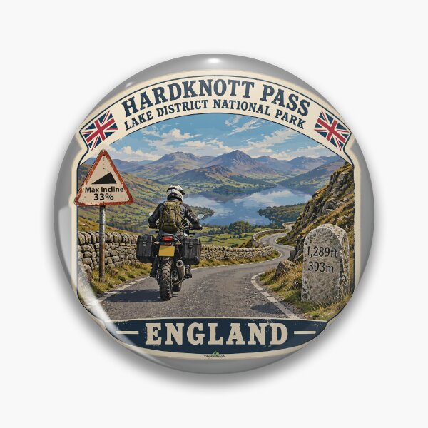 Item preview, Hardknott Pass England Lake District Motorcycle Sticker TShirt 09 designed and sold by OuterShellUK.