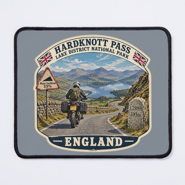 Item preview, Hardknott Pass England Lake District Motorcycle Sticker TShirt 09 designed and sold by OuterShellUK.