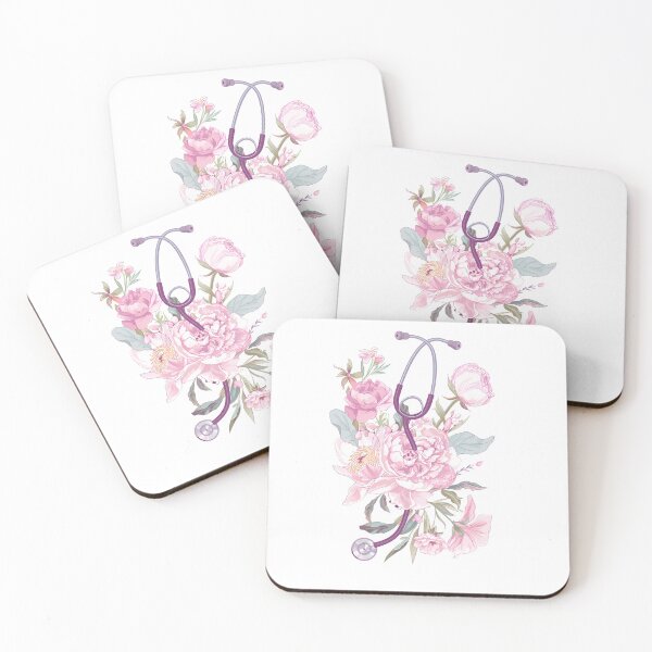 Item preview, Purple stethoscope with lush pink peonies – Floral Medicine & Care designed and sold by Artdavesalzburg.