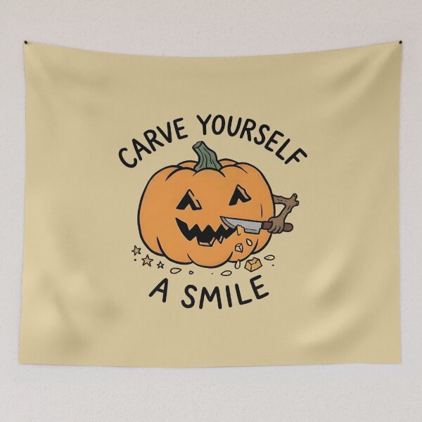 Item preview, Carve Yourself A Smile Jack O Lantern - Funny Halloween Pumpkin designed and sold by LuloCreative.