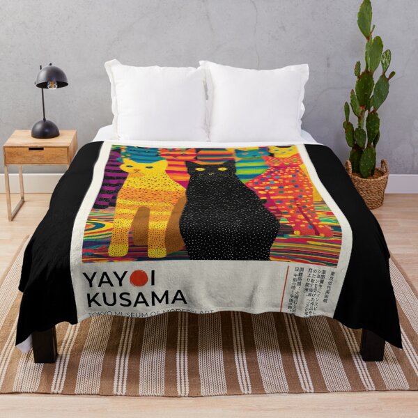Item preview, Inspired by Yayoi Kusama Colorful Cats Poster, Tokyo Museum Modern Art Print, Polka Dot Cats Wall Decor designed and sold by MorningJoco.