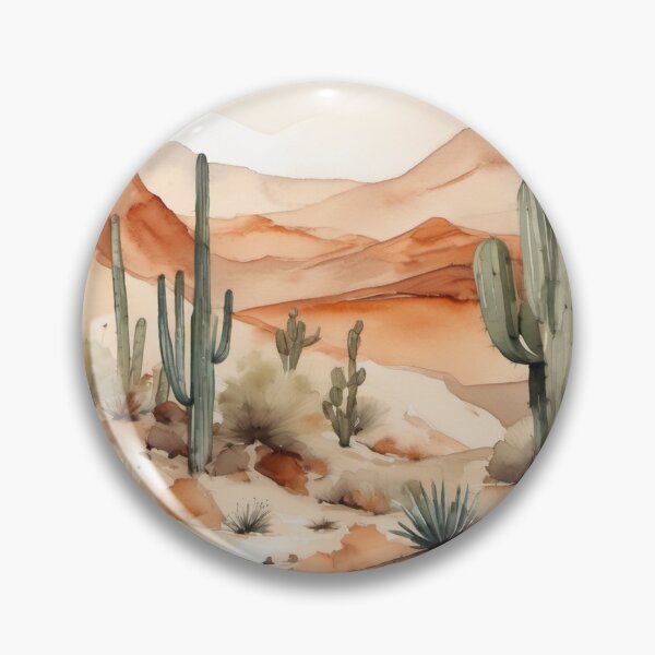 Artikelvorschau, Desert with Cacti - Soft Watercolor Landscape entworfen und verkauft von Hidamari's SHOP.