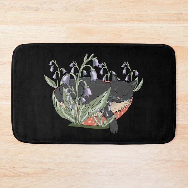 Item preview, Cottagecore Black Cat Sleeping on Fly Agaric Mushroom Goblincore Aesthetic designed and sold by LeshanArt.