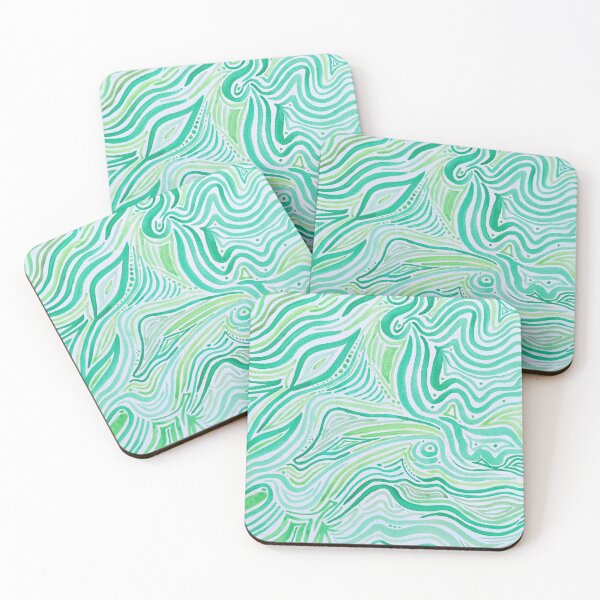 Item preview, Abstract green watercolor with organic lines designed and sold by Art by M.H..