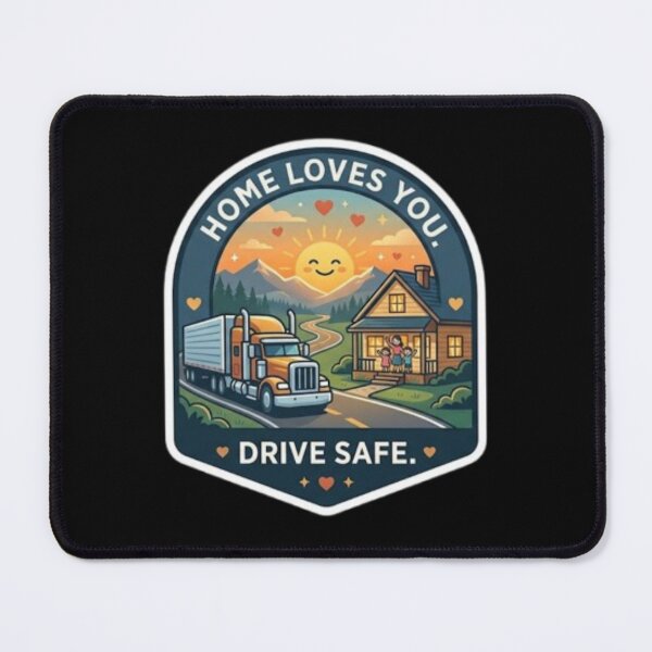 Item preview, Home Loves You Drive Safe USA American Trucker Family Emblem designed and sold by PoleksGraphics.