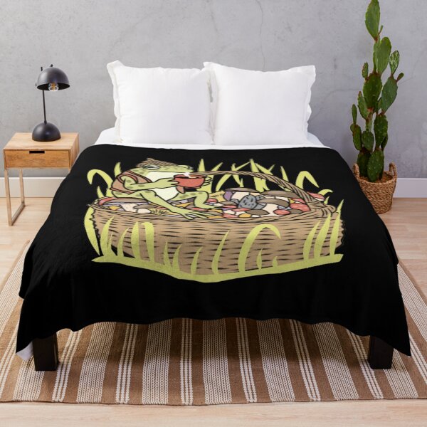 Item preview, Frog Cozy Cottagecore Mushroom Basket Drinking Coffee designed and sold by LeshanArt.