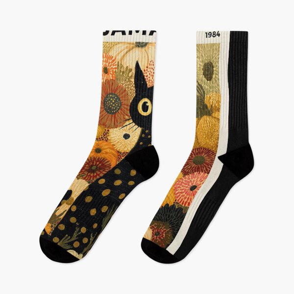 Item preview, Inspired by Yayoi Kusama Black Cat Poster, Tokyo 1984 Art Print, Polka Dot Cat with Flowers Wall Decor designed and sold by HappyGrandmaUB.