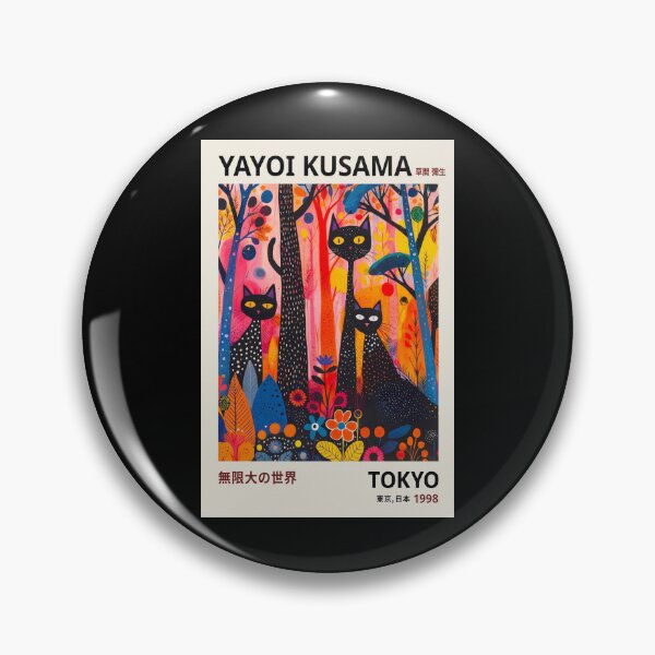 Item preview, Inspired by Yayoi Kusama Cats Forest Poster, Tokyo 1998 Art Print, Colorful Polka Dot Cats Wall Decor designed and sold by scrambledpeg.