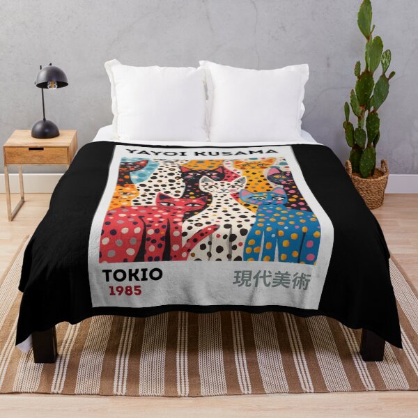 Item preview, Inspired by Yayoi Kusama Colorful Cats Poster, Tokio 1985 Art Print, Polka Dot Cats Wall Decor designed and sold by scrambledpeg.
