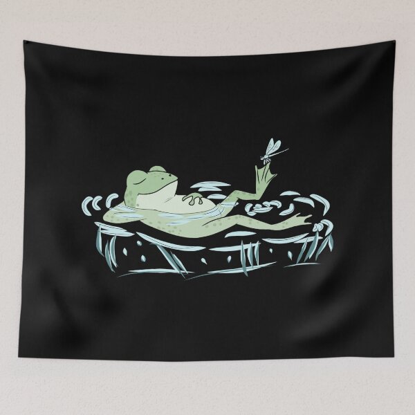 Item preview, Frog Chill Relaxing on Water Lily Pond Cottagecore Art designed and sold by LeshanArt.