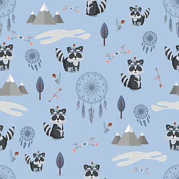 Artwork thumbnail, Boho Racoons Pattern by Arch4Design