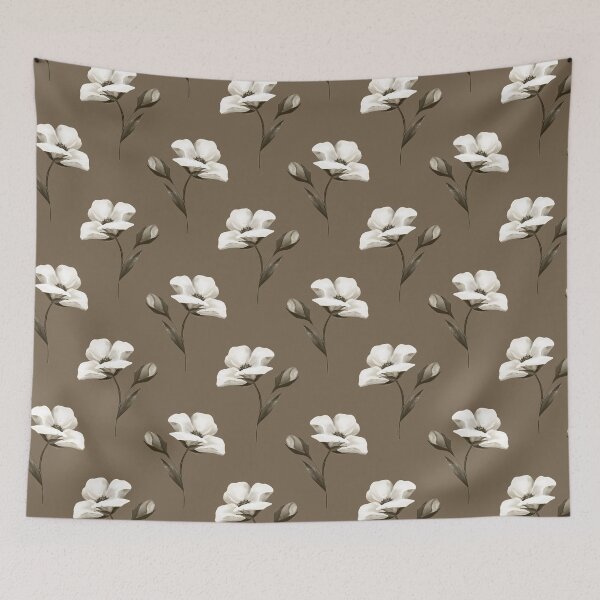 Item preview, Warm Taupe Brown White Floral Seamless Pattern for Home Decor and Apparel designed and sold by ​Jyoti Digital Artist.