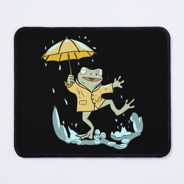 Item preview, Frog Dancing in Rain with Yellow Umbrella Cute Goblincore Illustration designed and sold by LeshanArt.