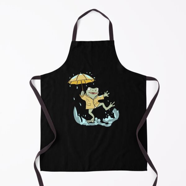Item preview, Frog Dancing in Rain with Yellow Umbrella Cute Goblincore Illustration designed and sold by LeshanArt.