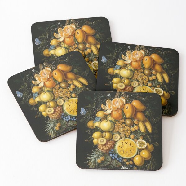 Item preview, Vintage Golden Fruit Swag Oil Painting - Baroque Yellow Watermelon & Mango Fine Art designed and sold by PetalsPaws.