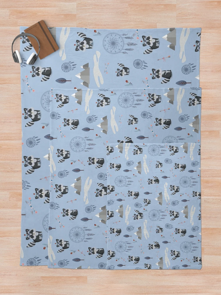 Thumbnail 5 of 6, Throw Blanket, Boho Racoons Pattern designed and sold by Arch4Design.