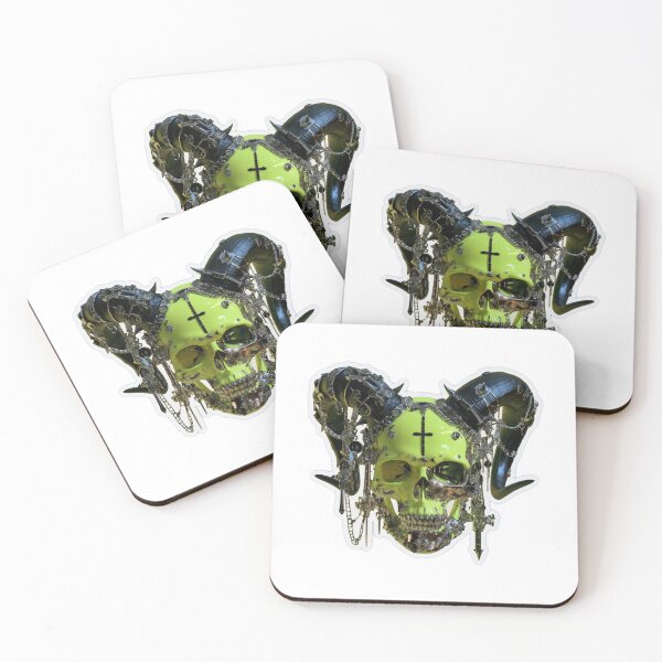 Item preview, Cybernetic Neon Green Ram Skull – Industrial Gothic Sticker designed and sold by Audra-studio.