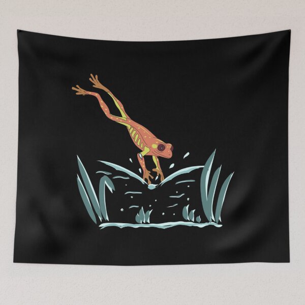 Item preview, Frog cottagecore naive art style jumping into water illustration designed and sold by LeshanArt.