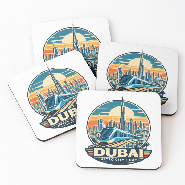 Item preview, Dubai Metro Retro Futurist Travel Graphic – Burj Khalifa UAE designed and sold by Globalcitytees.
