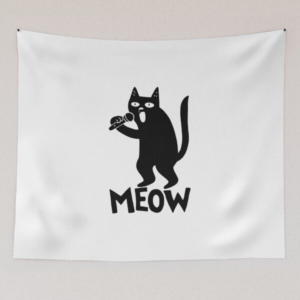 Item preview, Singing Karaoke Black Cat Meow Music Lover Meme designed and sold by Ikochane.