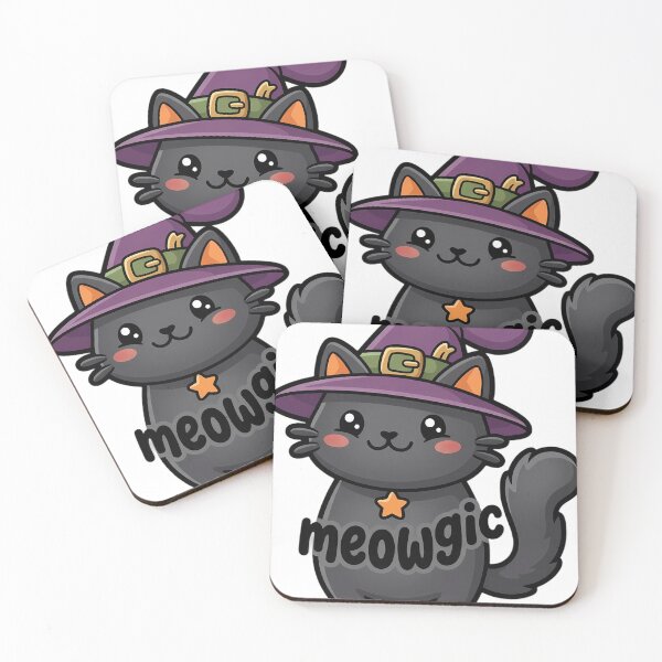 Item preview, Cute Kawaii Black Witch Cat in a Pointed Hat - Meowgic designed and sold by pumsquare.