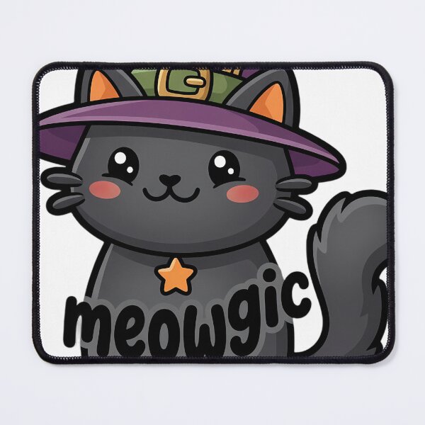 Item preview, Cute Kawaii Black Witch Cat in a Pointed Hat - Meowgic designed and sold by pumsquare.
