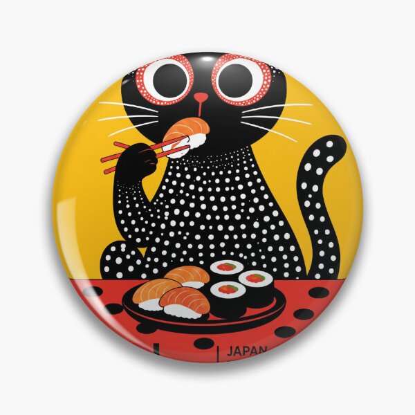 Item preview, Inspired by Yayoi Kusama Sushi Cat Poster, Japan 1994 Animal Series Art Print, Polka Dot Cat Wall Decor designed and sold by MagicatcoArt.